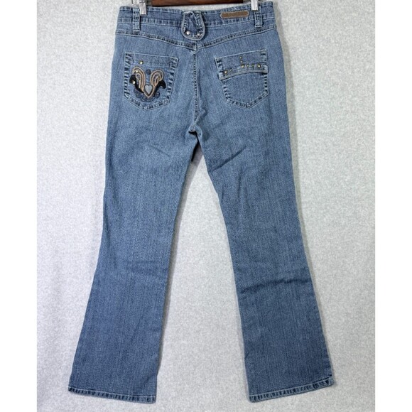 COS Jeans Womens Sz 8 (Fits 30x30)Embellished Embroidered Boot Cut Stretch Denim - Picture 2 of 12